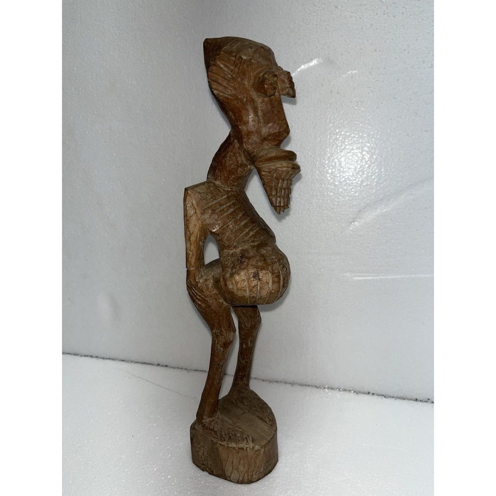 Vintage Hand Carved African Male Fertility Figure 12 Inch Tall Folk Art